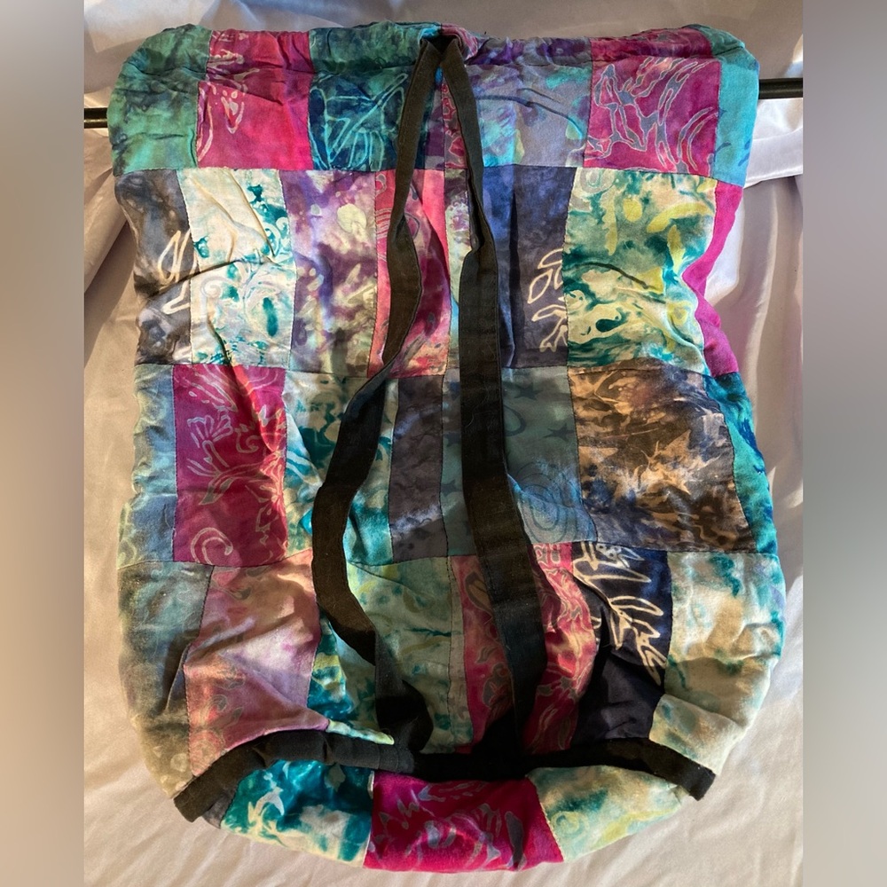 Colorful Patchwork Drawstring Bag Cinch Sac Backp… - image 6